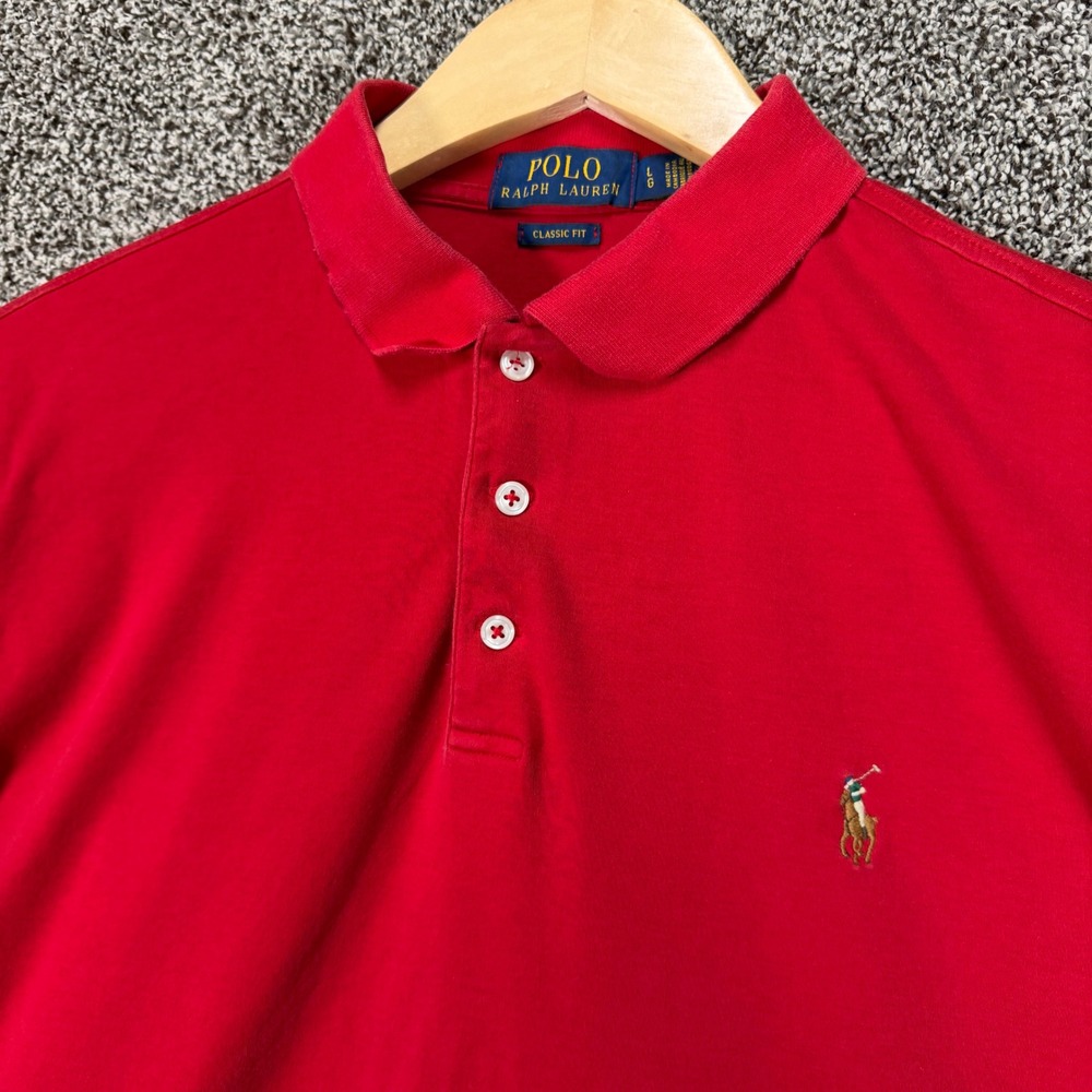 Polo Ralph Lauren Shirt Mens L Classic Fit Red Cotton Flesh Pony Preppy Casual
